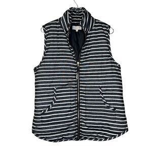 Mud Pie Women's Top Striped Zip Front Vest Closure Pockets Sleeveless‎ Small
